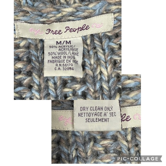 Free People Wool Blend Knitted Chunky Boxy Cozy Long Cardigan Sweater - M - Picture 6 of 16